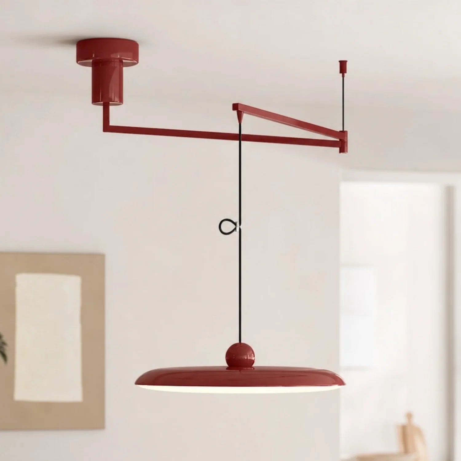 Pendel Lampe med Justerbar Arm - Flyvende Skærm i Krom 3