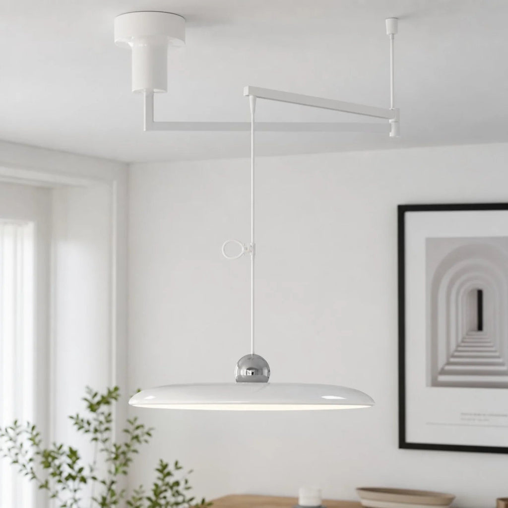 Pendel Lampe med Justerbar Arm - Flyvende Skærm i Krom 4