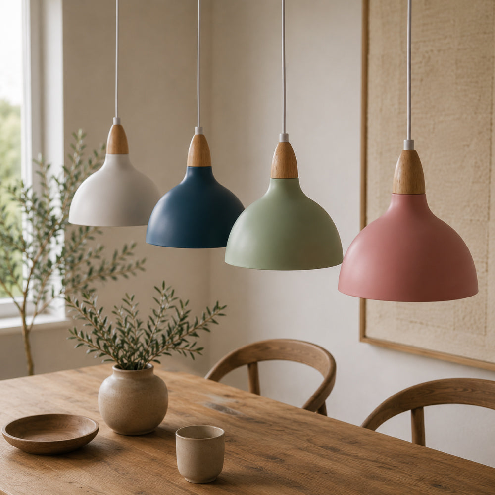 Pendel Lampe med Trædetalje – Kompakt Design 0