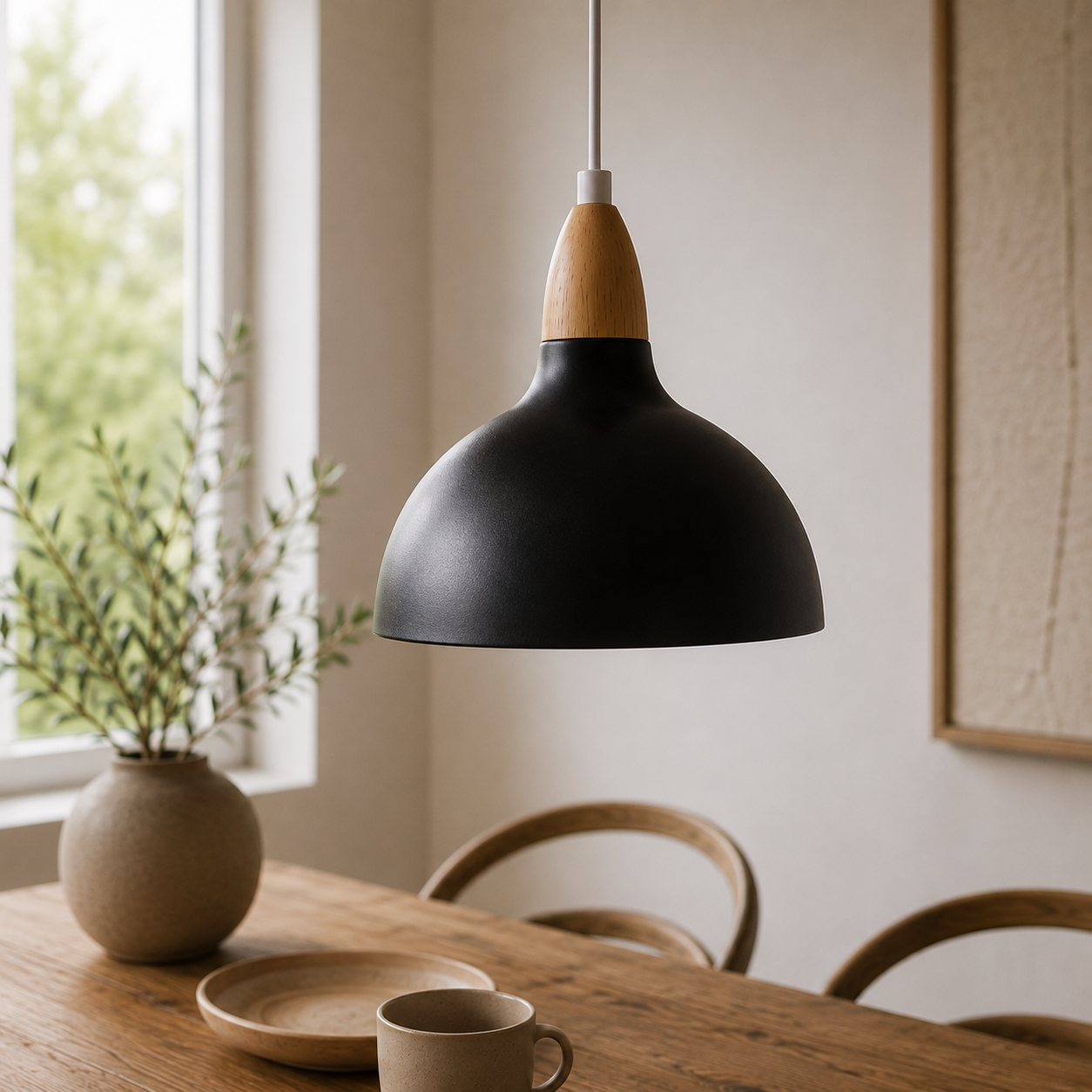 Pendel Lampe med Trædetalje – Kompakt Design 1