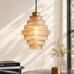 Pendel Loftlampe i Glas med Lagdelt Design 0