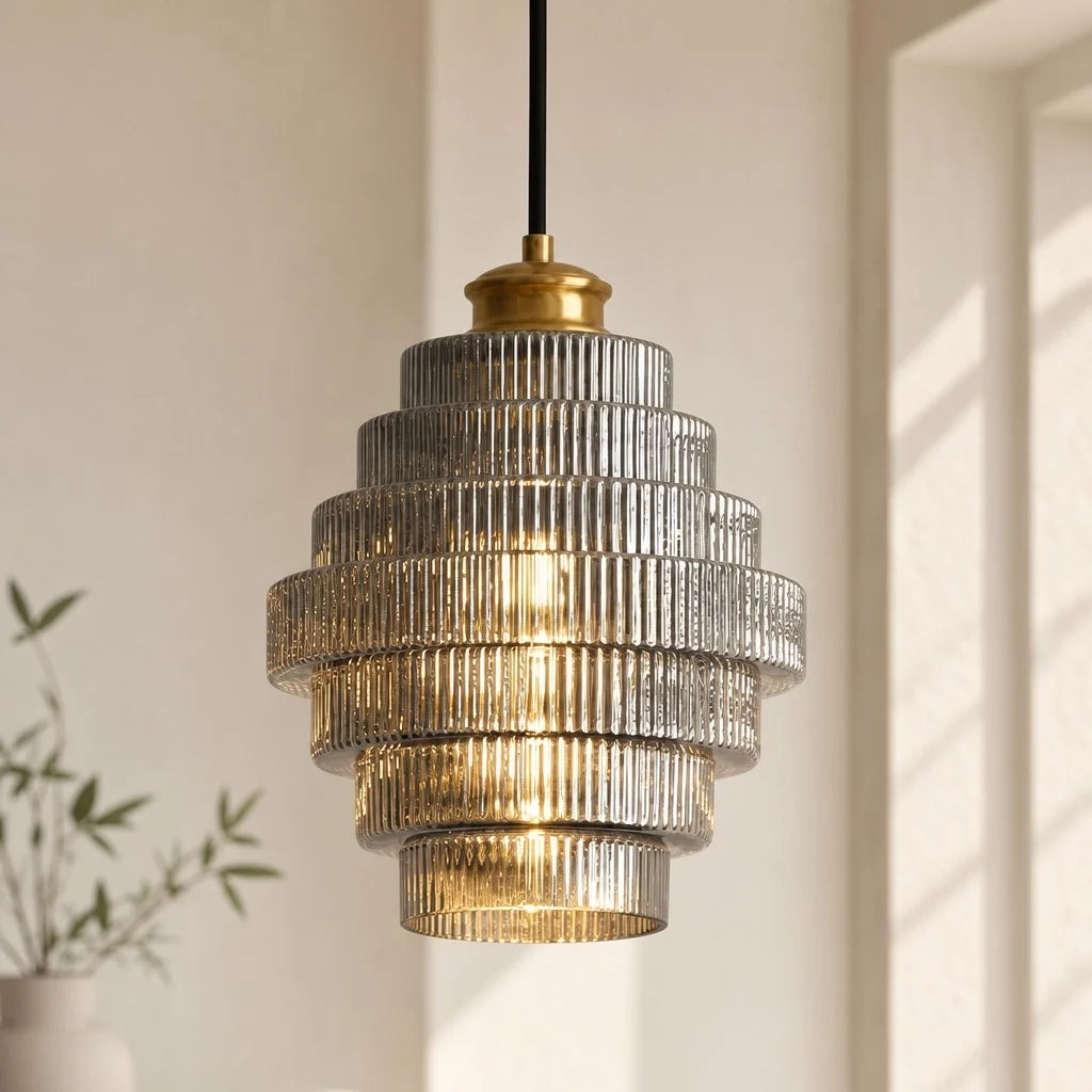 Pendel Loftlampe i Glas med Lagdelt Design 3