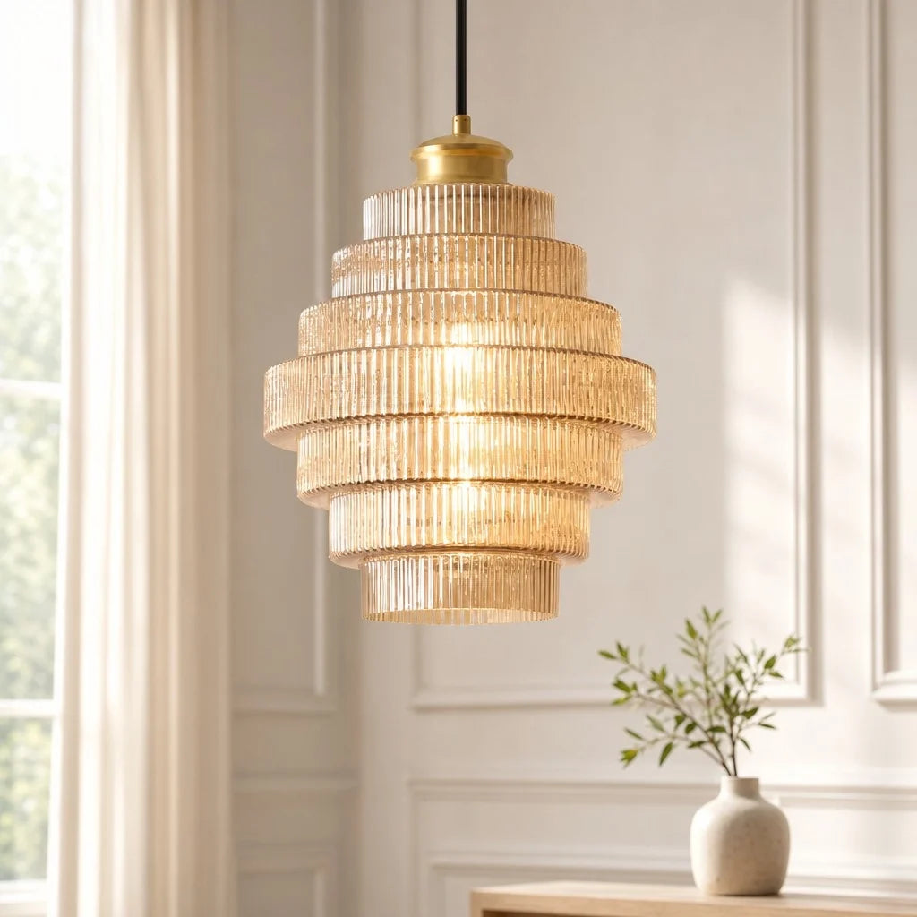 Pendel Loftlampe i Glas med Lagdelt Design 4