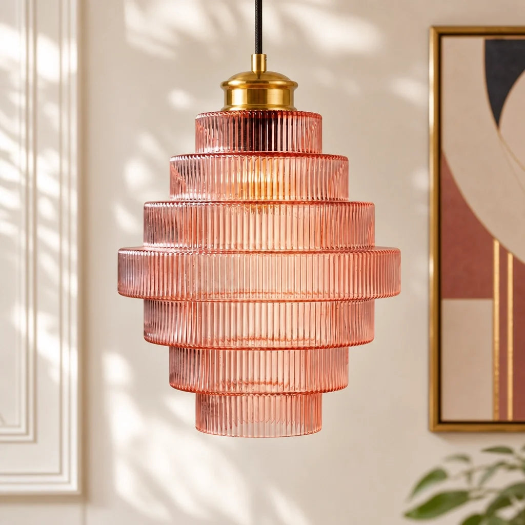 Pendel Loftlampe i Glas med Lagdelt Design 5