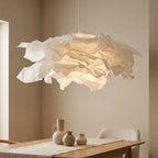 Pendel i japansk lampepapir | Organisk skyform | Skulpturel loftlampe