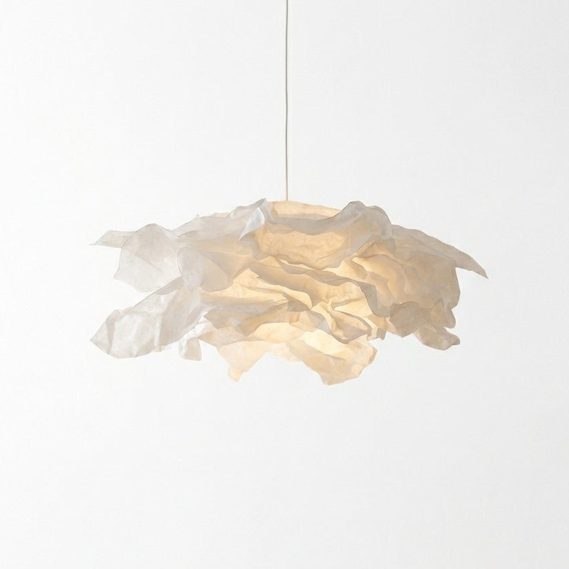 Papirlampe Pendel – Skulpturel Loftlampe i Japansk Lampepapir med Organisk Skyform, E27 inkl. Pære, Ø 43, 62 eller 85 cm