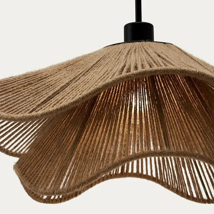 Pendellampe i Håndvævet Hampereb – Lagdelt Wabi Sabi Design 6