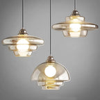 Pendellampe i Retro Lagdelt Glas med E27-Fatning og Justerbar Ledning 4