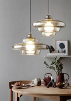 Pendellampe i Retro Lagdelt Glas med E27-Fatning og Justerbar Ledning 6