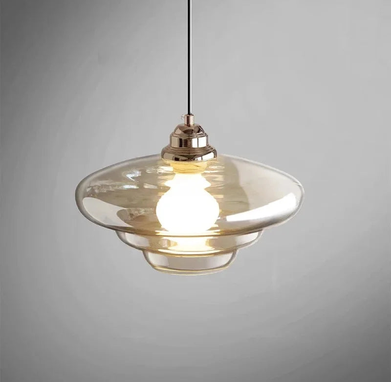 Pendellampe i Retro Lagdelt Glas med E27-Fatning og Justerbar Ledning 8