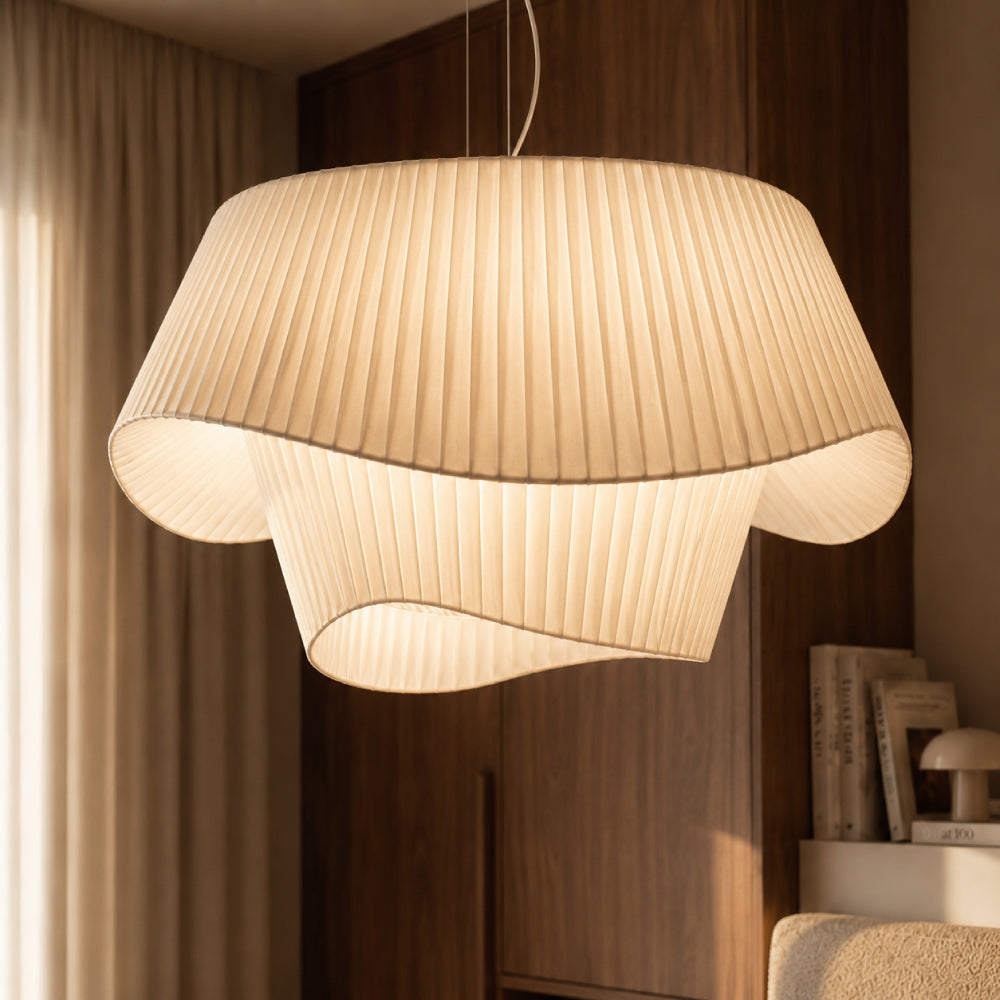 Plisseret Pendel Lampe - Organisk Bølgeformet Design 0
