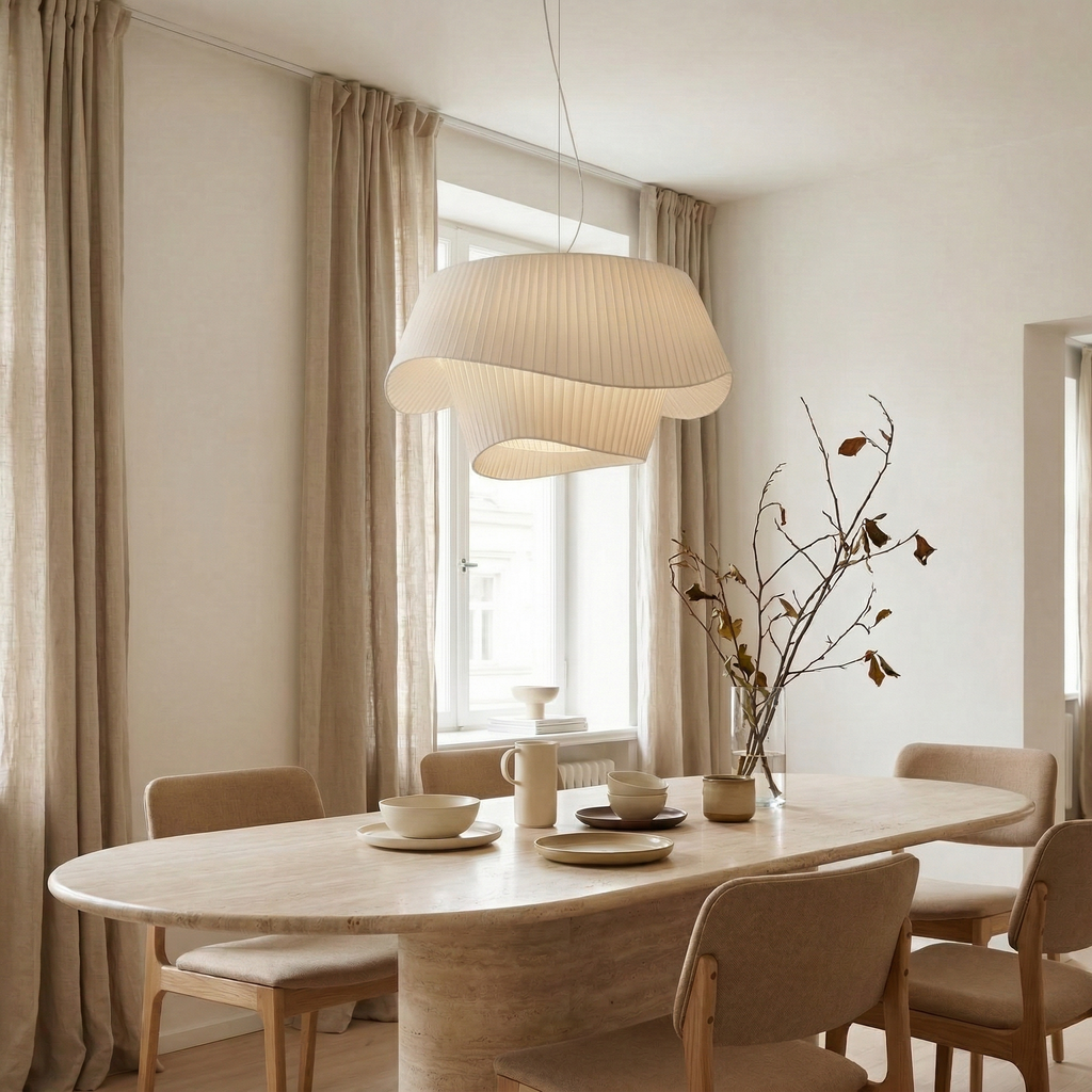 Plisseret Pendel Lampe - Organisk Bølgeformet Design 2

