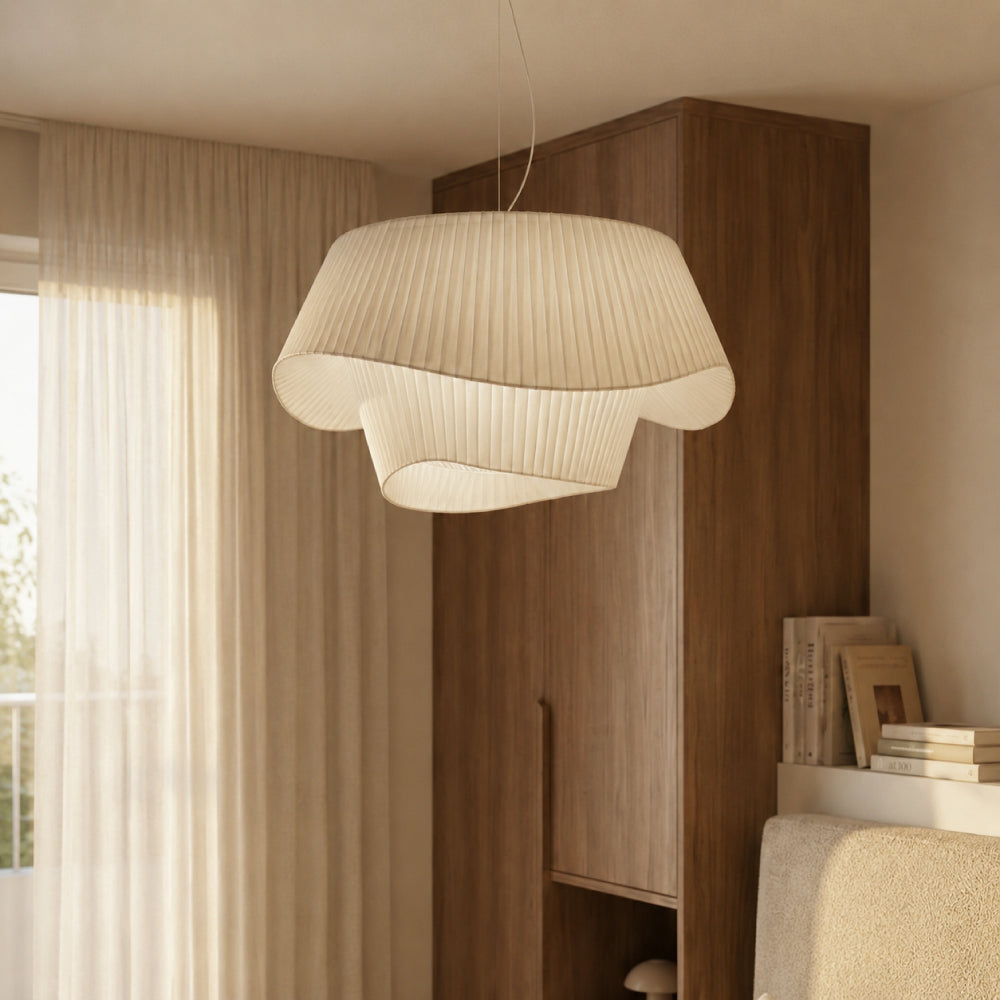 Plisseret Pendel Lampe - Organisk Bølgeformet Design 3
