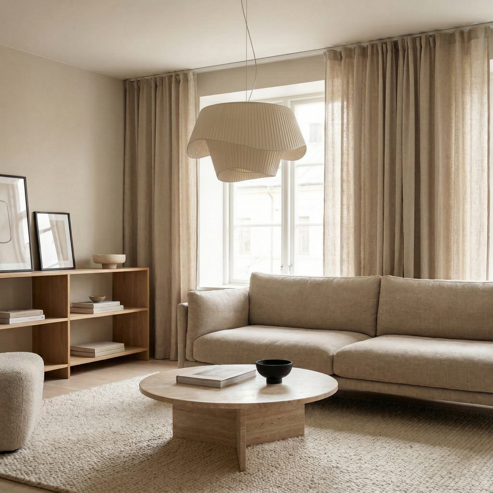 Plisseret Pendel Lampe - Organisk Bølgeformet Design 4
