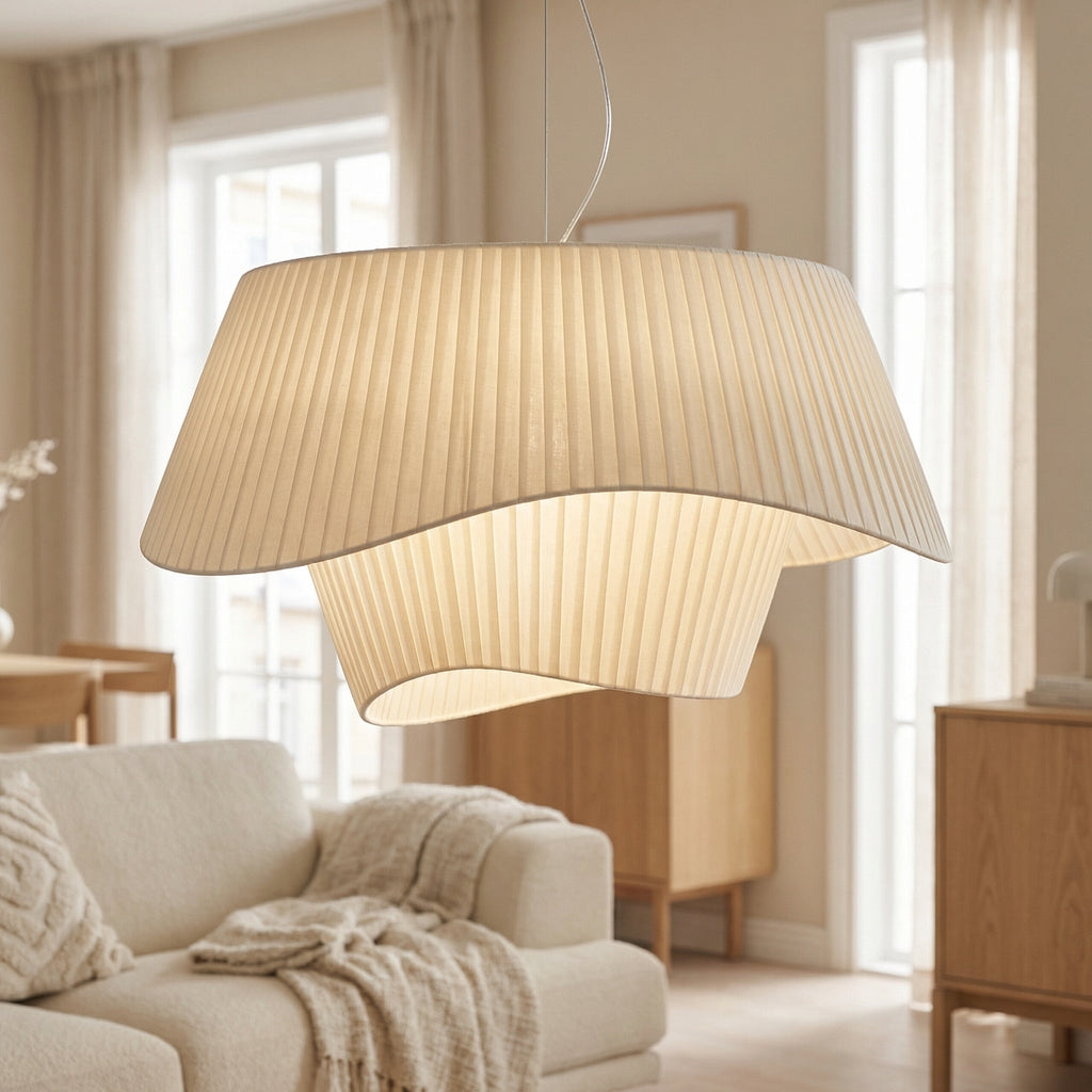 Plisseret Pendel Lampe - Organisk Bølgeformet Design 5
