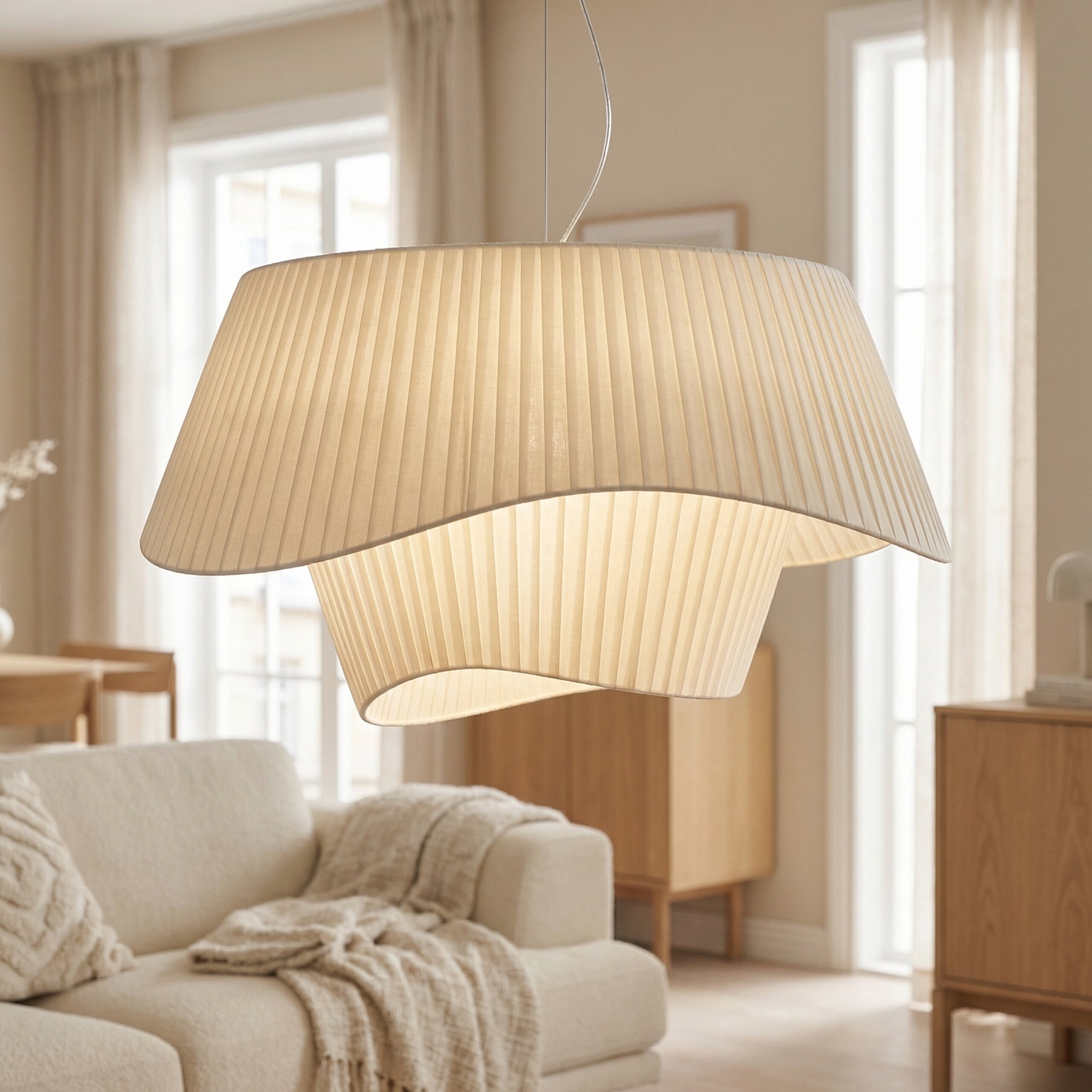 Plisseret Pendel Lampe - Organisk Bølgeformet Design 5
