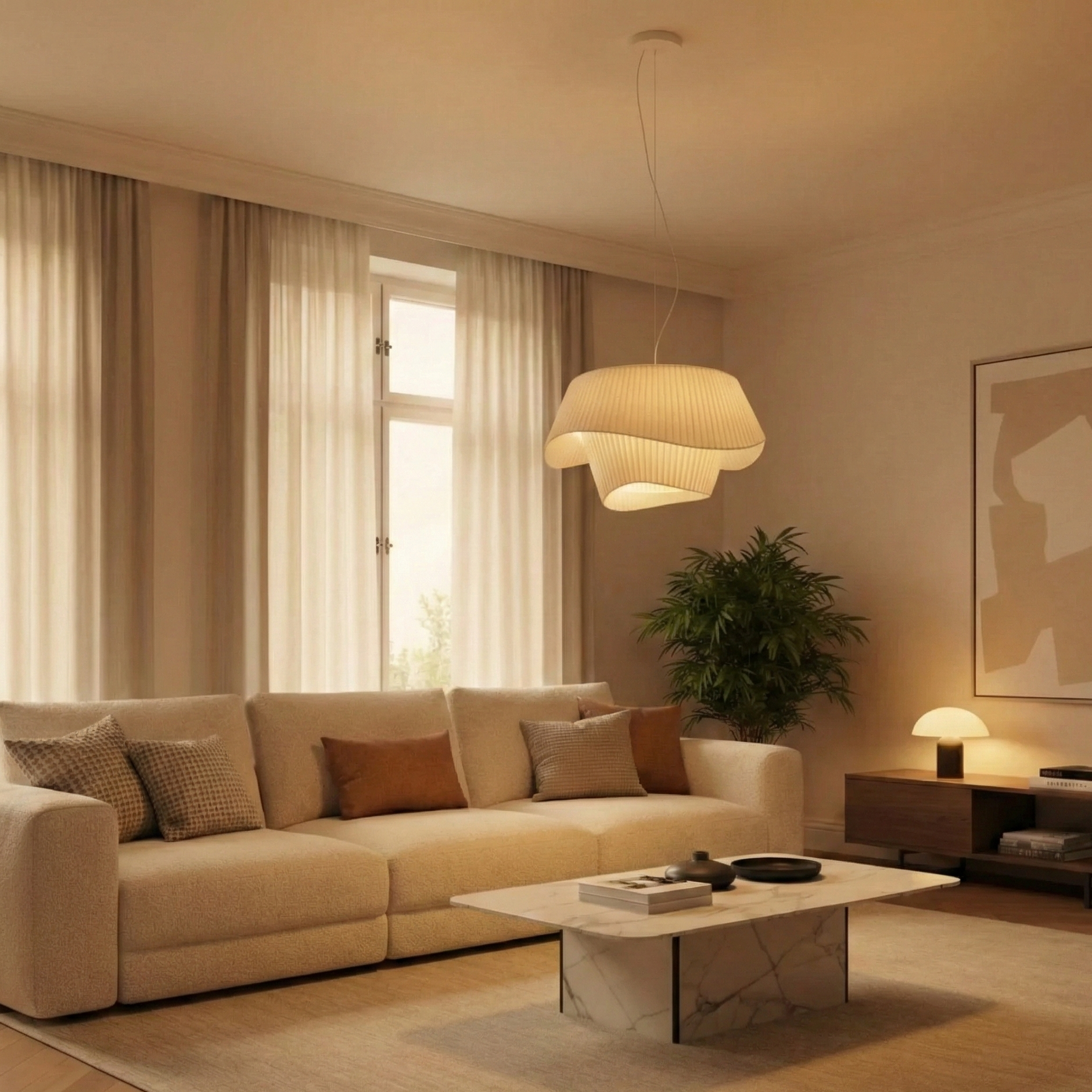 Plisseret Pendel Lampe - Organisk Bølgeformet Design 6
