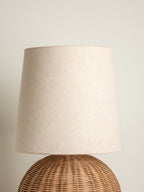 Rattan Bordlampe - Kugleformet Fod med Naturlig Linnedskærm 8
