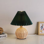 Rattan Bordlampe - Rattan og Stof Dæmpbar Justerbar 10