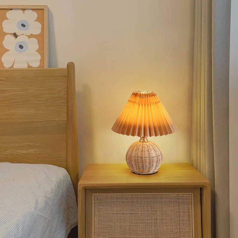 Rattan Bordlampe - Rattan og Stof Dæmpbar Justerbar 11
