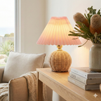 Rattan Bordlampe - Rattan og Stof Dæmpbar Justerbar 2

