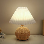 Rattan Bordlampe - Rattan og Stof Dæmpbar Justerbar 3
