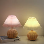 Rattan Bordlampe - Rattan og Stof Dæmpbar Justerbar 4
