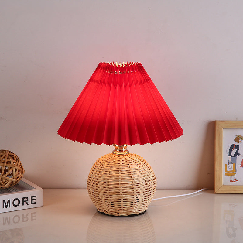 Rattan Bordlampe - Rattan og Stof Dæmpbar Justerbar 5
