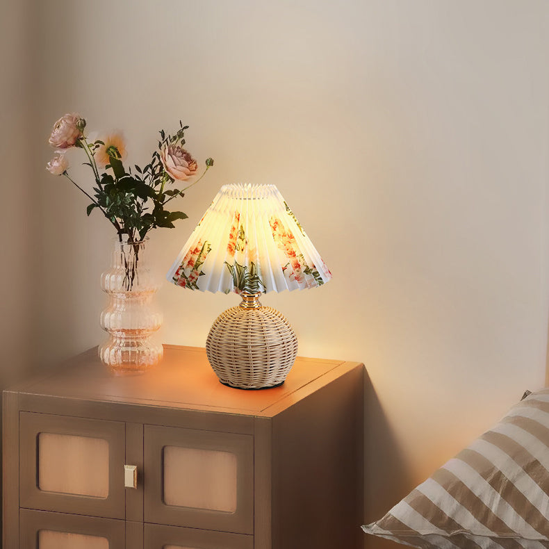 Rattan Bordlampe - Rattan og Stof Dæmpbar Justerbar 6
