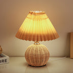 Rattan Bordlampe - Rattan og Stof Dæmpbar Justerbar 8
