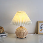 Rattan Bordlampe - Rattan og Stof Dæmpbar Justerbar 9
