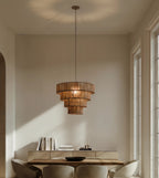 Rattan Pendel Lampe til Spisebord - Skulpturelt Lagdelt Design 2
