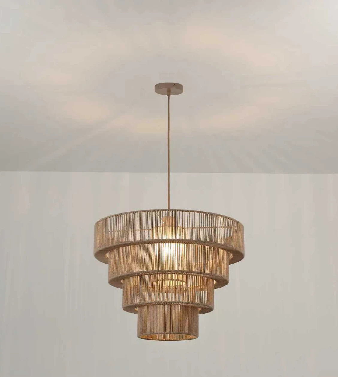 Rattan Pendel Lampe til Spisebord - Skulpturelt Lagdelt Design 9
