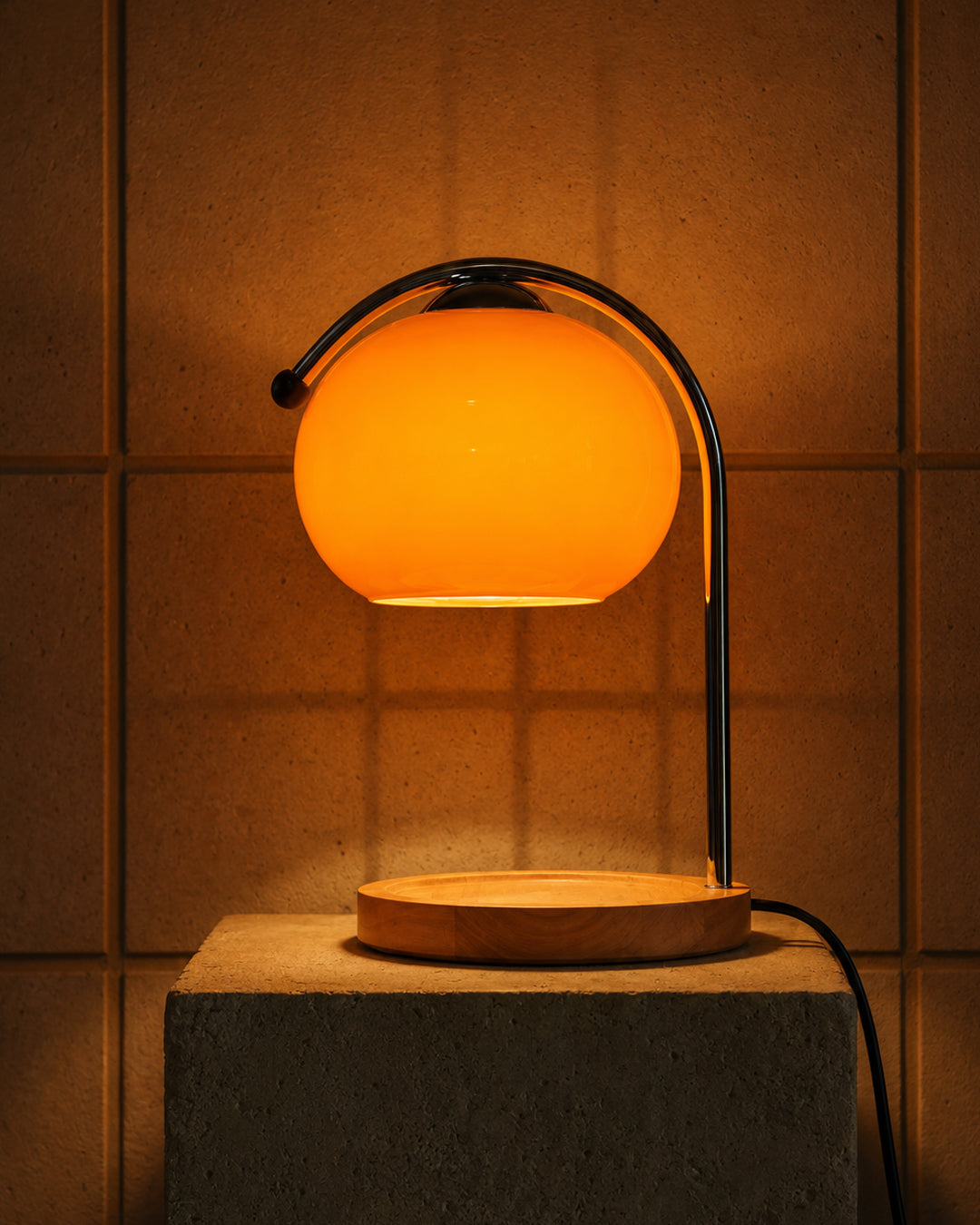 Retro Bordlampe Candle Warmer - Dæmpbar med Træbase 6
