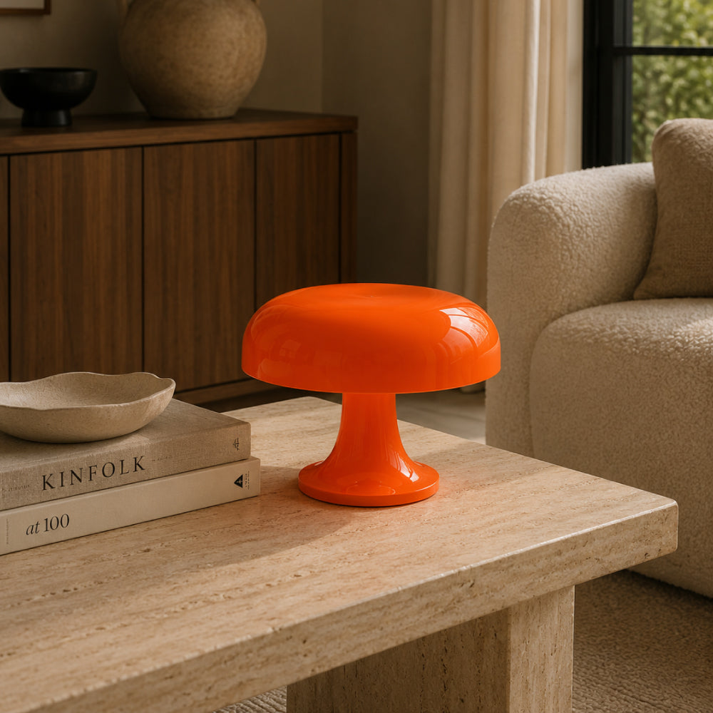 Retro Bordlampe - Skulpturel Svampedesign med Tri-Color Dæmpning 10