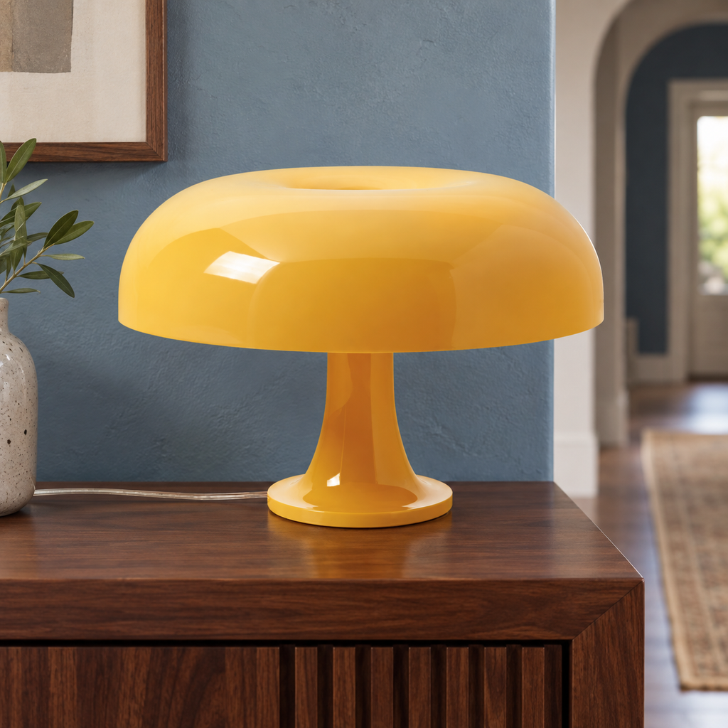Retro Bordlampe – Skulpturel Svampedesign med Tri-Color Dæmpning 5