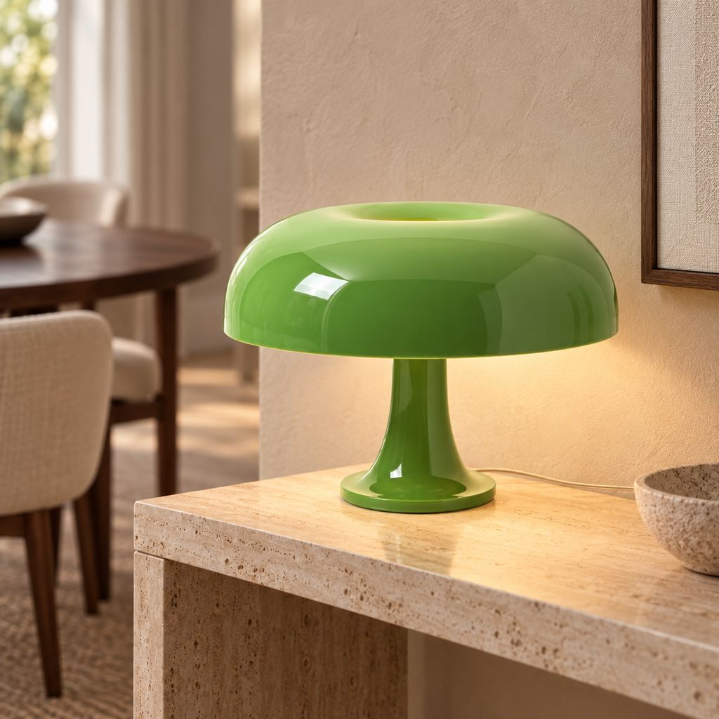 Retro Bordlampe – Skulpturel Svampedesign med Tri-Color Dæmpning 2