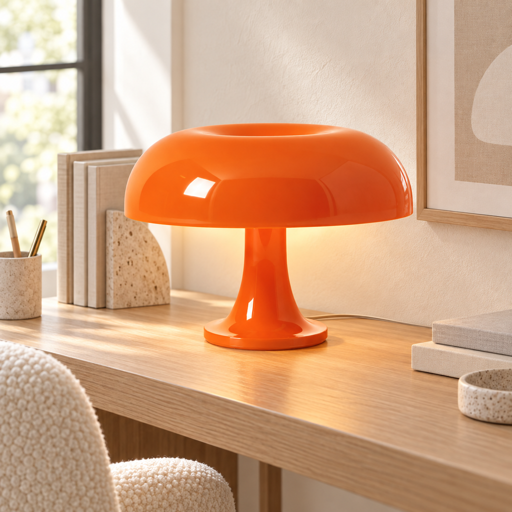 Retro Bordlampe – Skulpturel Svampedesign med Tri-Color Dæmpning 4