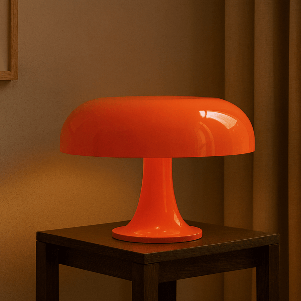 Retro Bordlampe – Skulpturel Svampedesign med Tri-Color Dæmpning 9