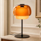 Retro Bordlampe i Glas - Dobbelt Glasskærm med Opalglas 0
