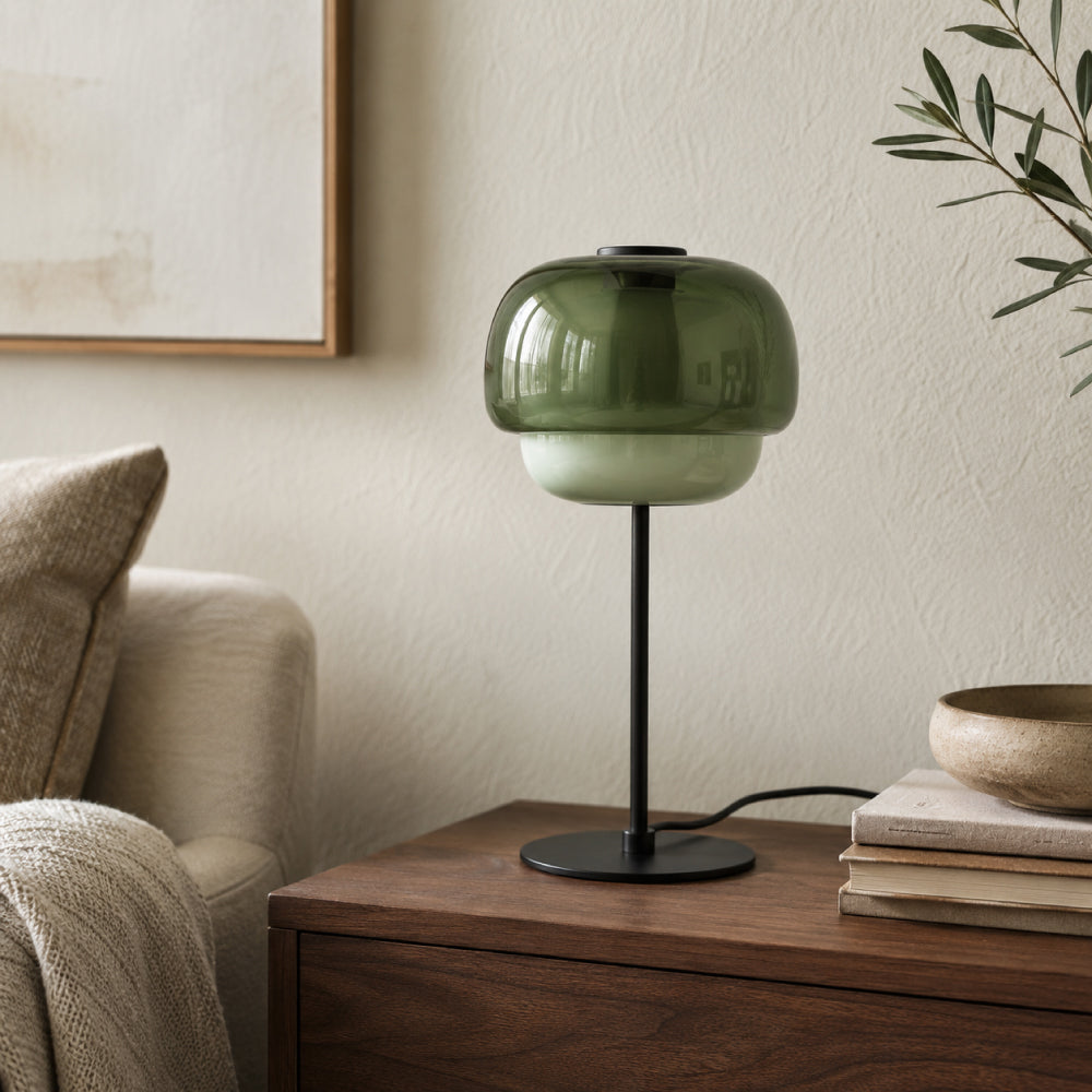 Retro Bordlampe i Glas - Dobbelt Glasskærm med Opalglas 5
