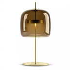 Retro Bordlampe i Glas - Tonet Glasskærm med Messingbase 1
