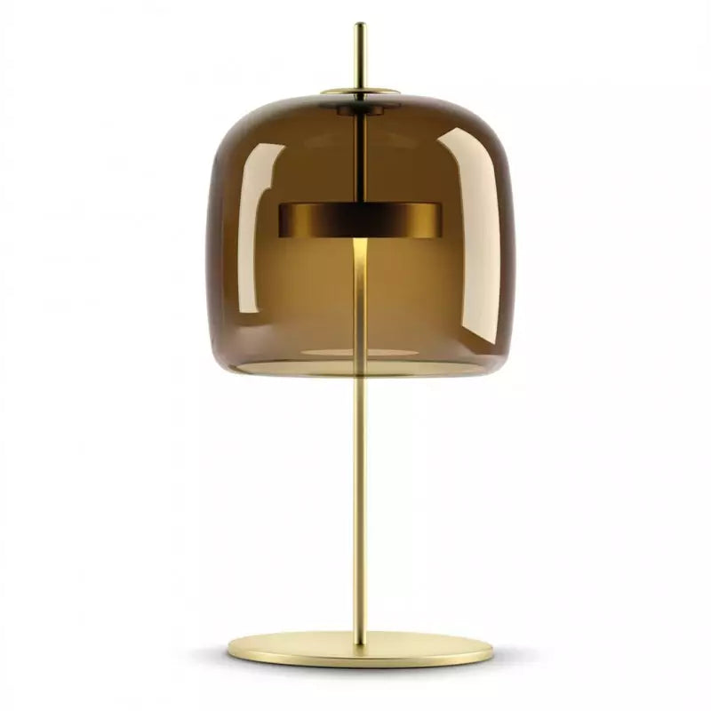 Retro Bordlampe i Glas - Tonet Glasskærm med Messingbase 1
