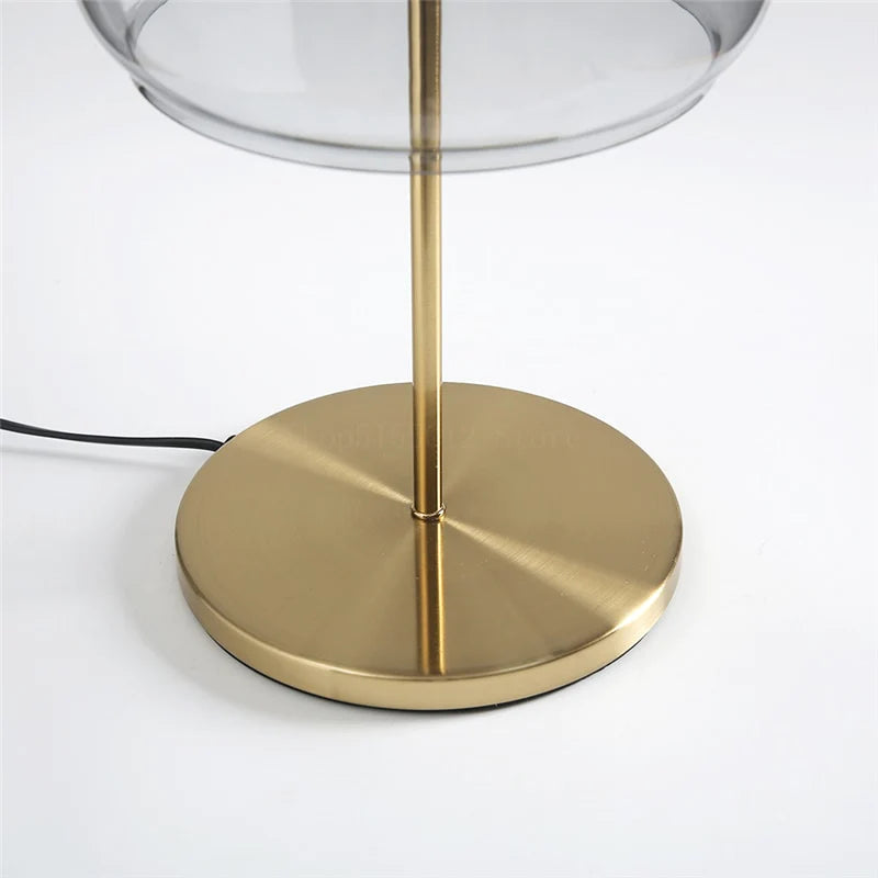 Retro Bordlampe i Glas - Tonet Glasskærm med Messingbase 7
