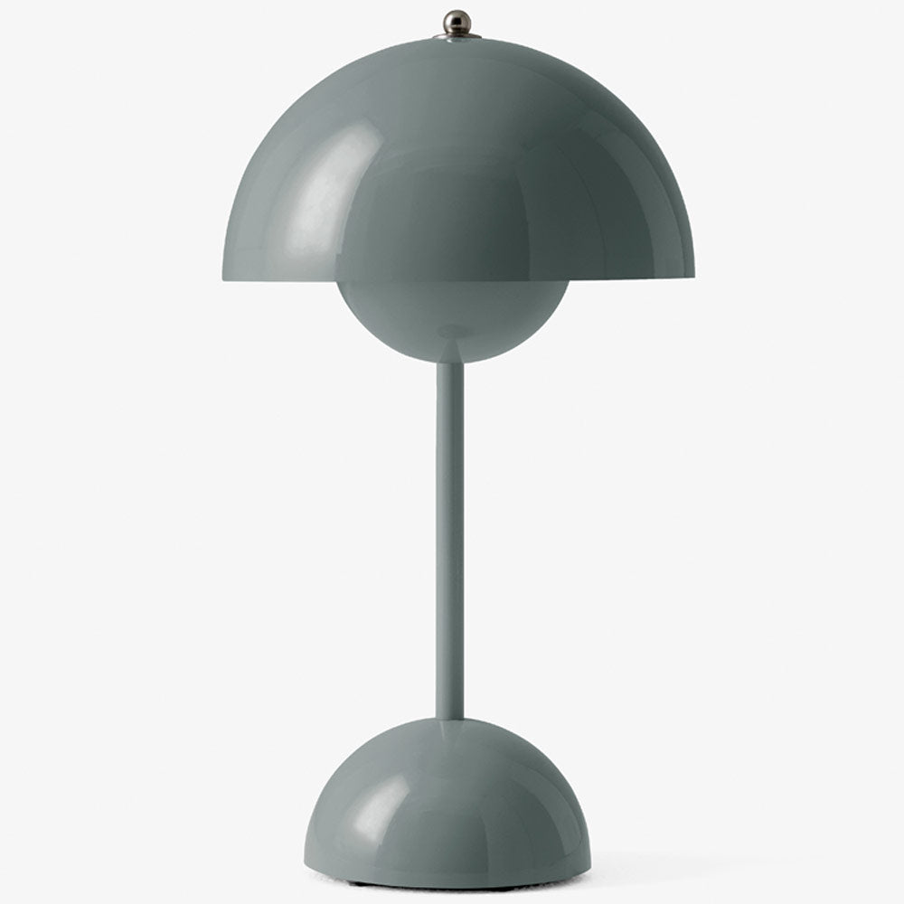 Retro Bordlampe i Metal - Halvrund Skærm med Svævende Kugledesign Trådløs 13