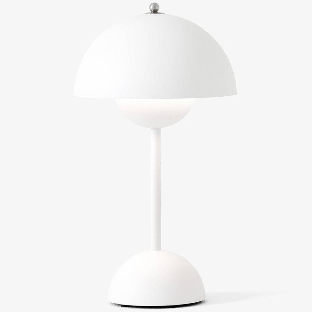 Retro Bordlampe i Metal - Halvrund Skærm med Svævende Kugledesign Trådløs 14