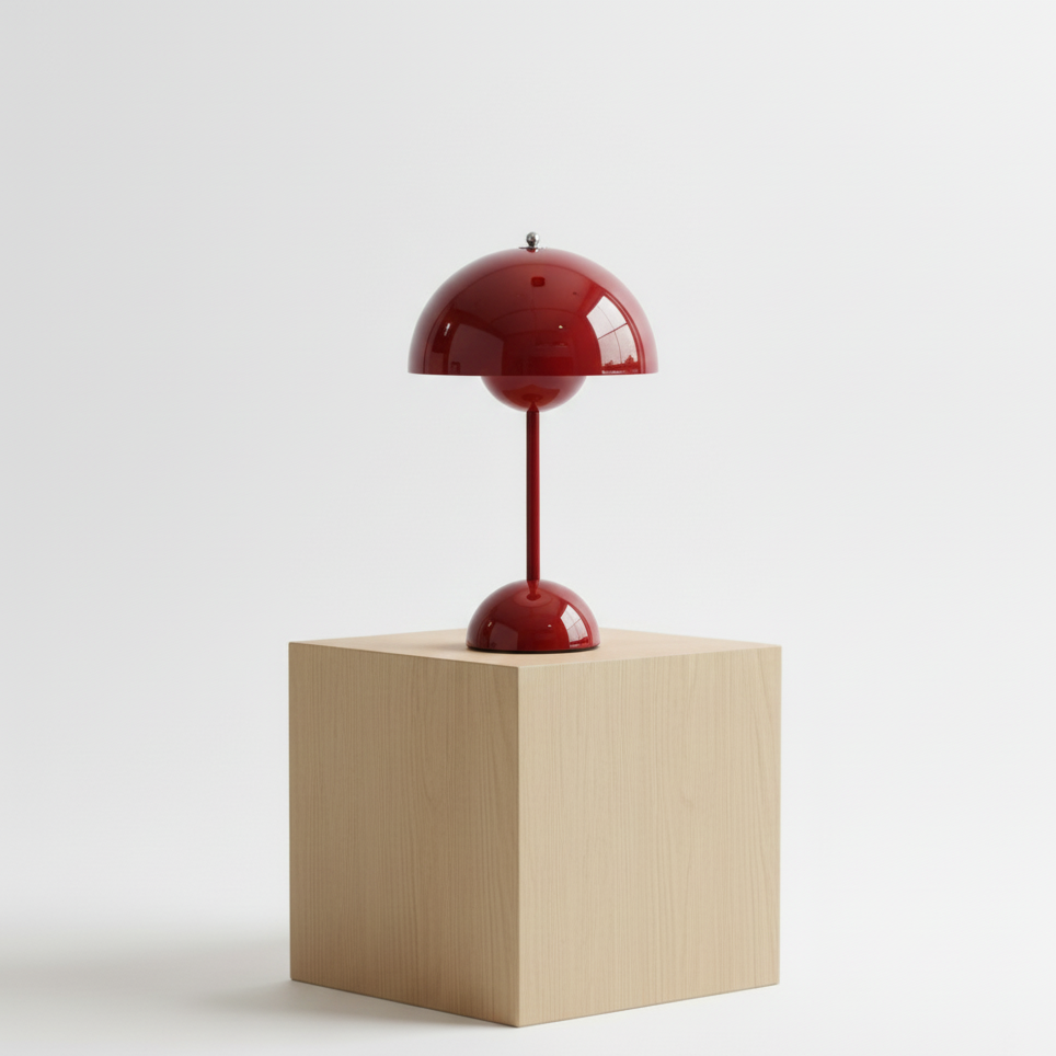 Retro Bordlampe i Metal - Halvrund Skærm med Svævende Kugledesign Trådløs 5
