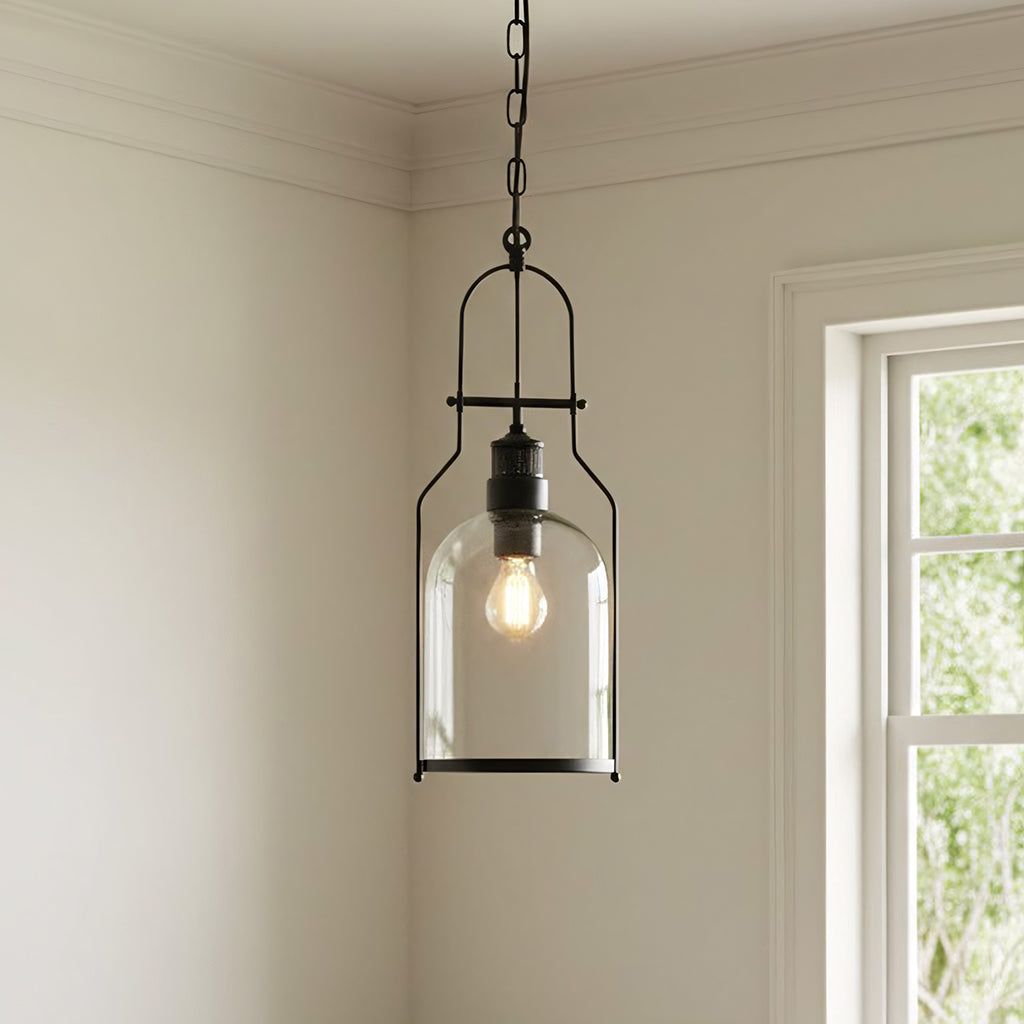 Retro Industriel Hængelampe i Metal og Glas – Holdbart Design med Tidløst Udtryk 8