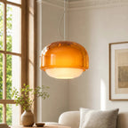 Retro Pendel Lampe i Glas - Tonet Glas med Opalglaskærm 0
