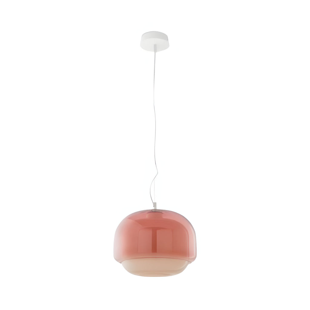 Retro Pendel Lampe i Glas - Tonet Glas med Opalglaskærm 8

